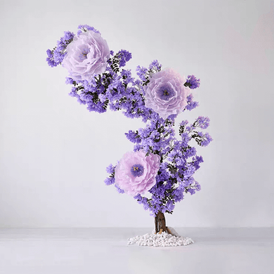 purple paper flower wedding backdrop 
