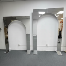 Load image into Gallery viewer, Silver stainless steel wedding arch stand for elegant event decor

