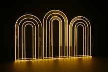 Load image into Gallery viewer, Wedding arch backdrop with yellow LED strips 
