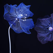 Load image into Gallery viewer, Giant blue organza poppy flower for home decor
