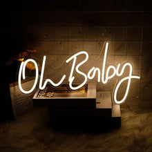 Load image into Gallery viewer, Oh baby led neon sign for bridal shower
