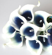 Load image into Gallery viewer, Navy Blue Picasso Calla Lilies Real Touch Flowers For Wedding Bouquets Centerpieces artificial flowers for wedding
