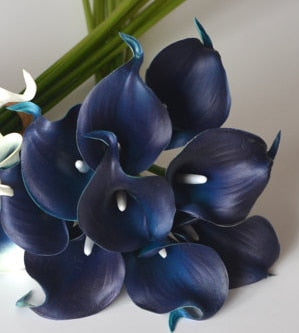 Navy Blue Picasso Calla Lilies Real Touch Flowers For Wedding Bouquets Centerpieces artificial flowers for wedding