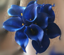 Load image into Gallery viewer, Navy Blue Picasso Calla Lilies Real Touch Flowers For Wedding Bouquets Centerpieces artificial flowers for wedding
