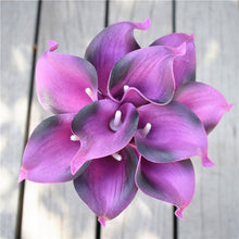Load image into Gallery viewer, Navy Blue Picasso Calla Lilies Real Touch Flowers For Wedding Bouquets Centerpieces artificial flowers for wedding
