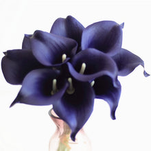 Load image into Gallery viewer, Navy Blue Picasso Calla Lilies Real Touch Flowers For Wedding Bouquets Centerpieces artificial flowers for wedding
