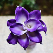 Load image into Gallery viewer, Navy Blue Picasso Calla Lilies Real Touch Flowers For Wedding Bouquets Centerpieces artificial flowers for wedding
