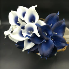 Load image into Gallery viewer, Navy Blue Picasso Calla Lilies Real Touch Flowers For Wedding Bouquets Centerpieces artificial flowers for wedding
